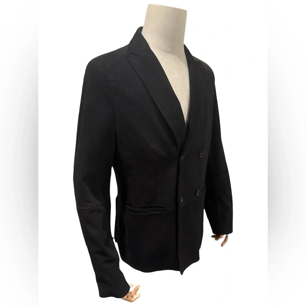 John Varvatos EUC Men's Size Eu 48 US 38 Black Double-Breasted Sheepskin Blazer - Picture 3 of 16